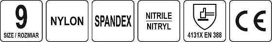 Рукавиці робочі нейлонові YATO покрите спіненим нітрилом з накрапленням, розмір 9, чорнр-сірі [12] Одесса