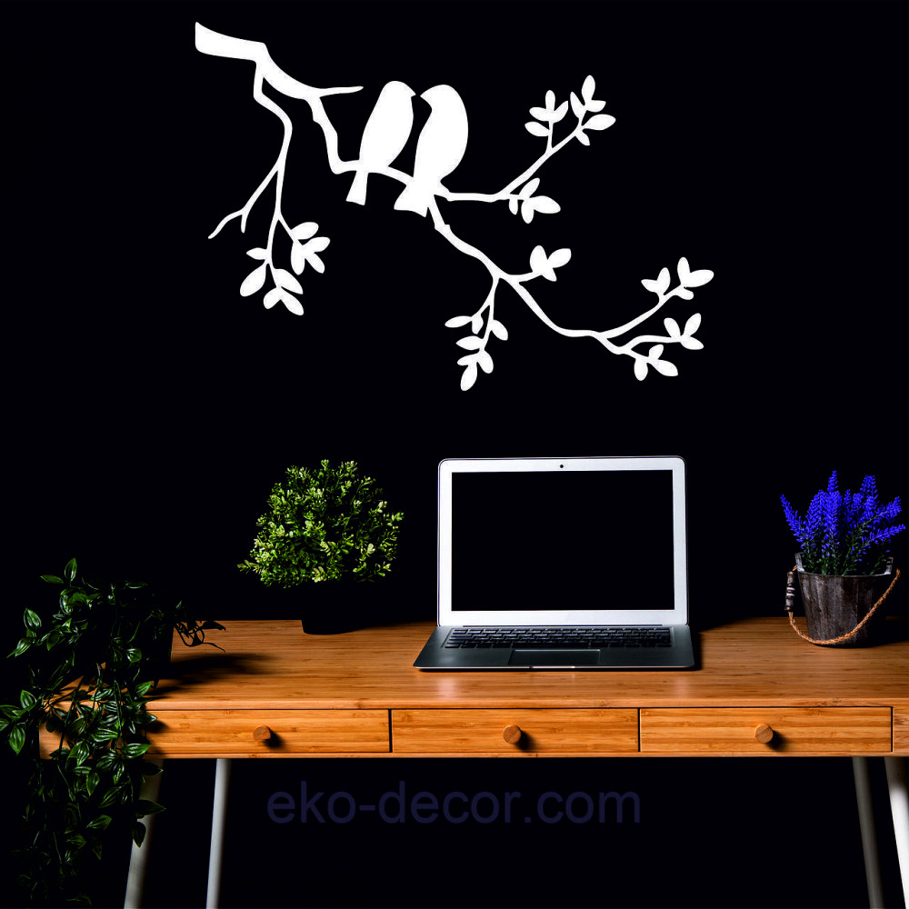 Декоративное настенное Панно «Две птички», Декор на стену 90*64 см, Белый Киев - изображение 3