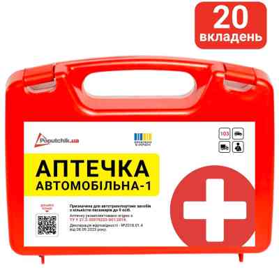 Автомобільна аптечка Poputchik згідно ТУ пластиковий футляр (02-053-П) Вінниця