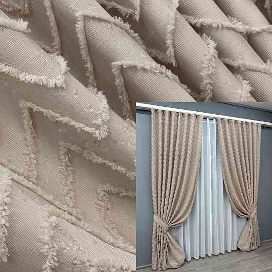 Комплект штор VR-Textil Лен Букле № 1813ш Пудровый 150х295 см 2 шт (33-0789) Киев