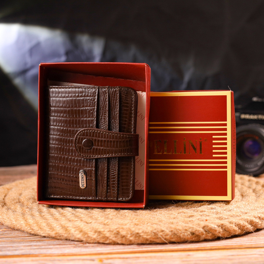 Фактурный кошелек для мужчин из натуральной кожи CANPELLINI 21691 Коричневый Киев - изображение 1