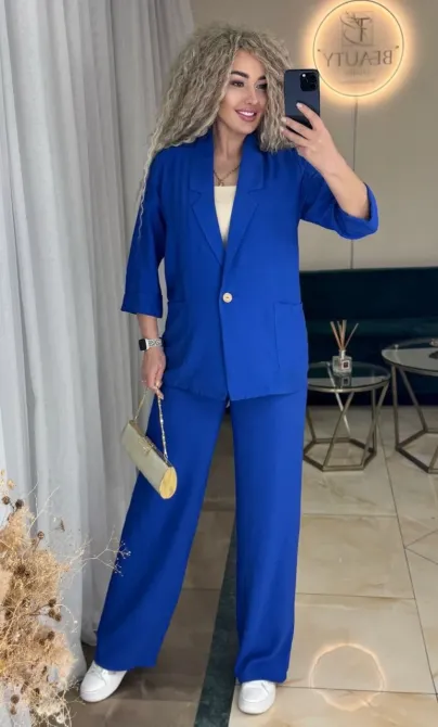 Жіночий літній костюм піджак і брюки палаццо льон жатка Одеса - фото 7