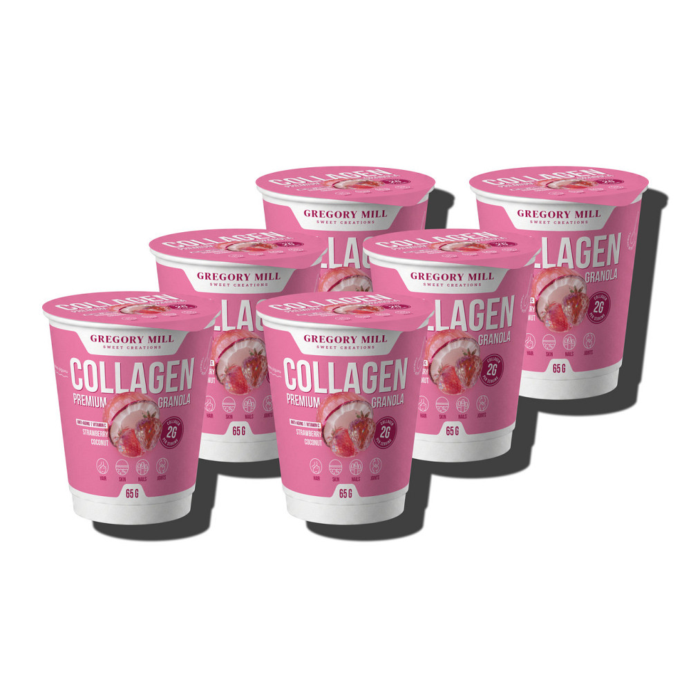 Набір 2Go Колагенова гранола Полуниця Кокос Gregory Mill Premium Granola (6 × 65 г), 390 г Київ - фото 1