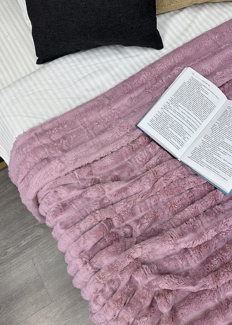 Плед-покривало смужка Шарпей 210х220 см (+-10см) Ліловий (87-198) Київ - фото 6