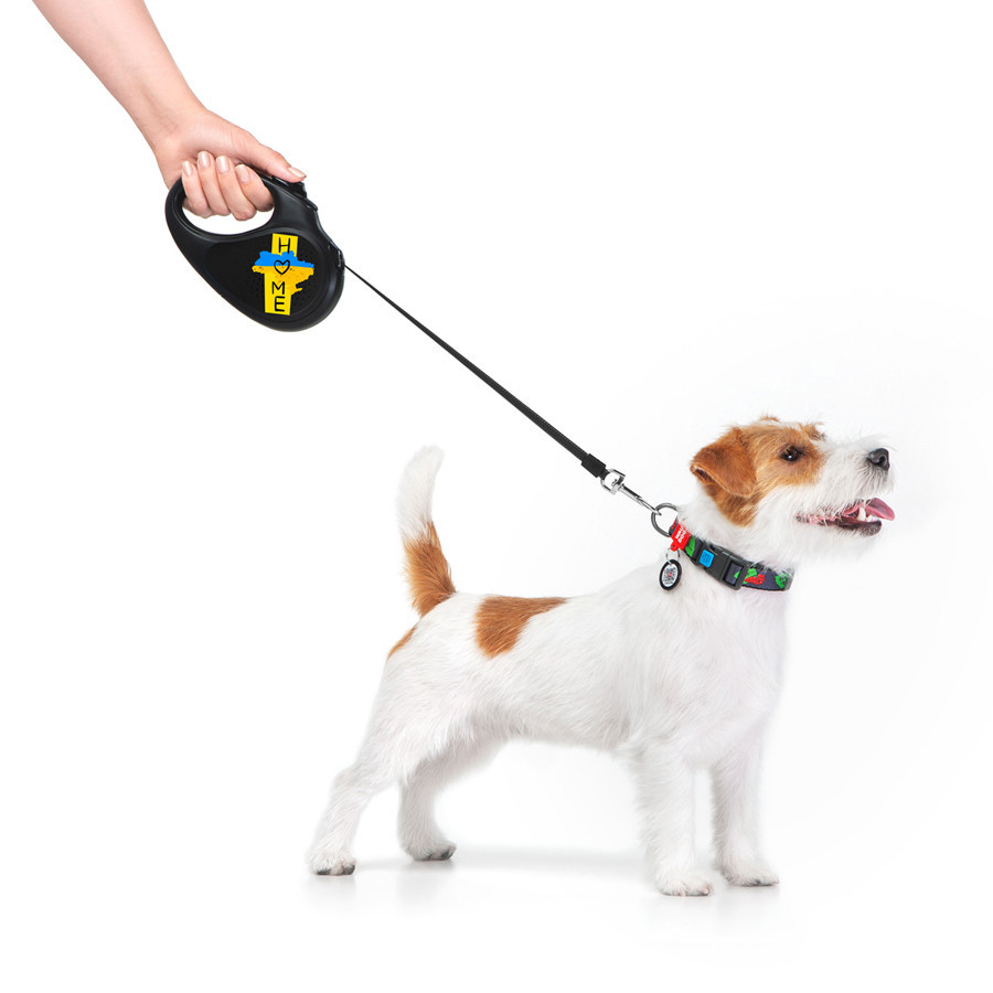 Повідець-рулетка для собак WAUDOG R-leash, малюнок "Дом", M, до 25 кг, 5 м, світловідбивна стрічка чорний Вінниця - фото 7