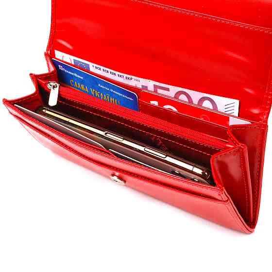 Женский яркий кошелек из натуральной гладкой кожи CANPELLINI 21626 Красный Киев