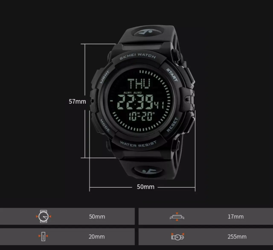 Годинник чоловічий спортивний з компасом Skmei 1290 (Чорний) Вінниця