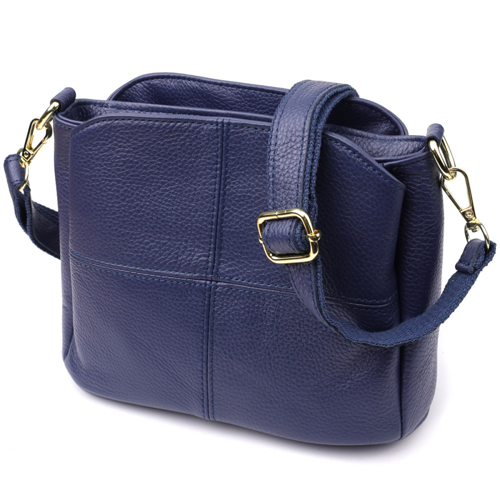 Женская сумка из натуральной кожи с тремя отделениями Vintage 22976 Синий Киев - изображение 5