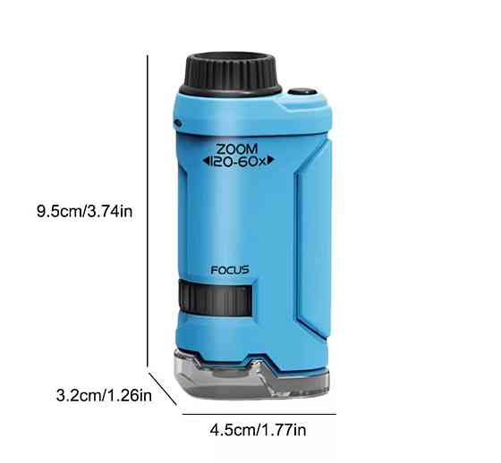 Портативный мини микроскоп з подсветкой 10 на 5 см синий Киев