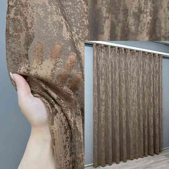 Тюль жаккард, коллекция «Мрамор Al-1», цвет коричневый 1665т Киев