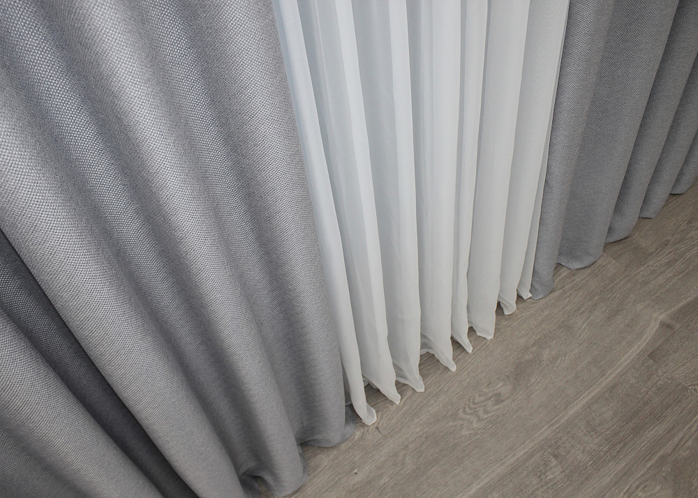 Комплект готовых штор VR-Textil Лен-блэкаут № 1397ш Серый 100х270см 2 шт (31-662) Киев - изображение 7