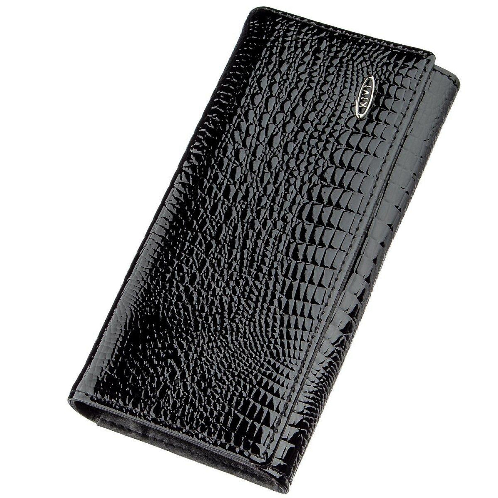 Кошелек женский из экокожи лаковый Черный (KIVI) Киев - изображение 5