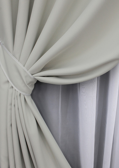 Комплект штор на люверсах VR-Textil Midnight № 1670ш 150х270 см 2 шт Світло-сірий (37-0209) Київ - фото 5