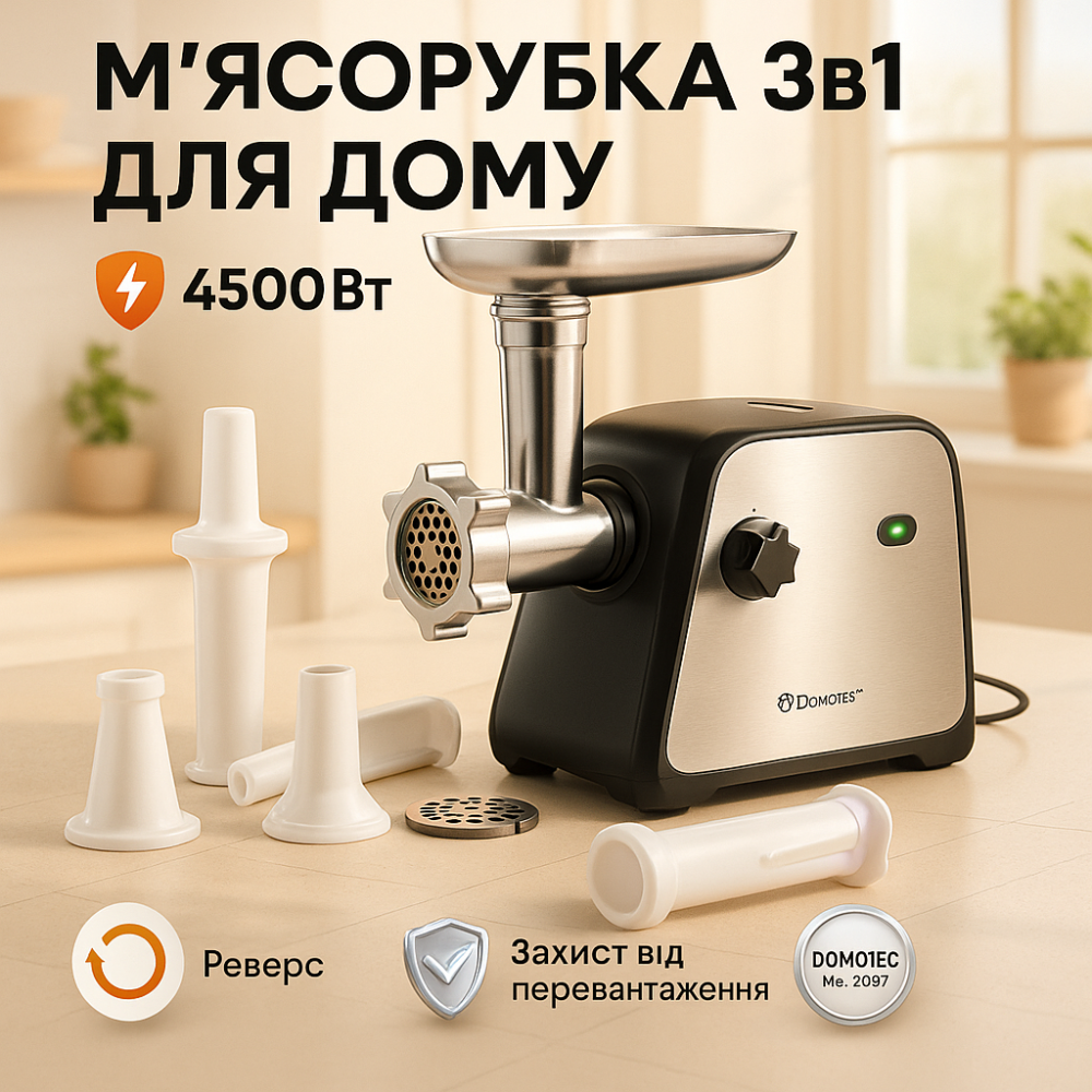 Мощная универсальная мясорубка Domotec, Электромясорубка бюджетная, Лучшие электромясорубки для дома UD-49 Львов - изображение 12