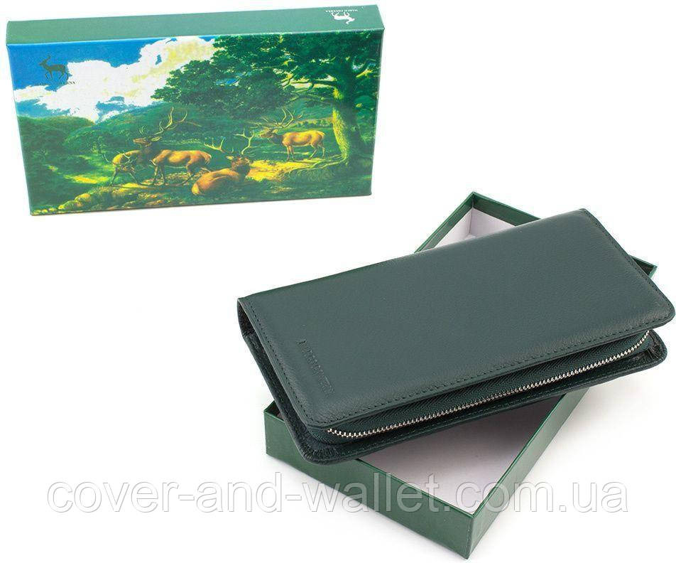 Жіночий шкіряний гаманець клатч на блискавці зеленого кольору Marco Coverna MC 6056 Київ - фото 7