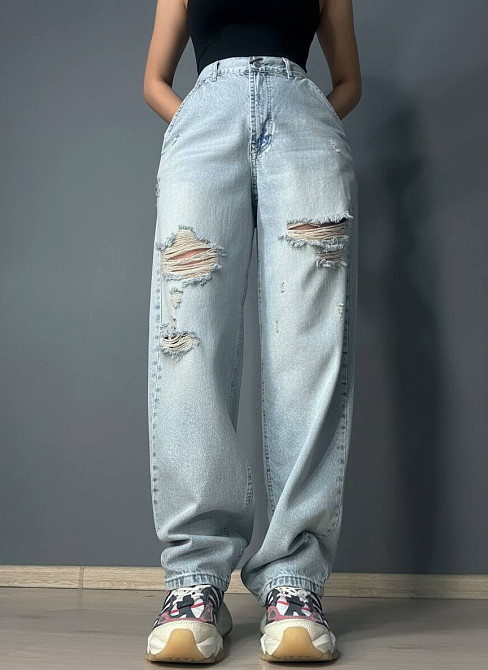 Джинси жіночі Its Basic 2952-1-12 skater jeans широкі рвані блакитні, блакитний, 38, 38, 80 см, 109 см Київ - фото 15