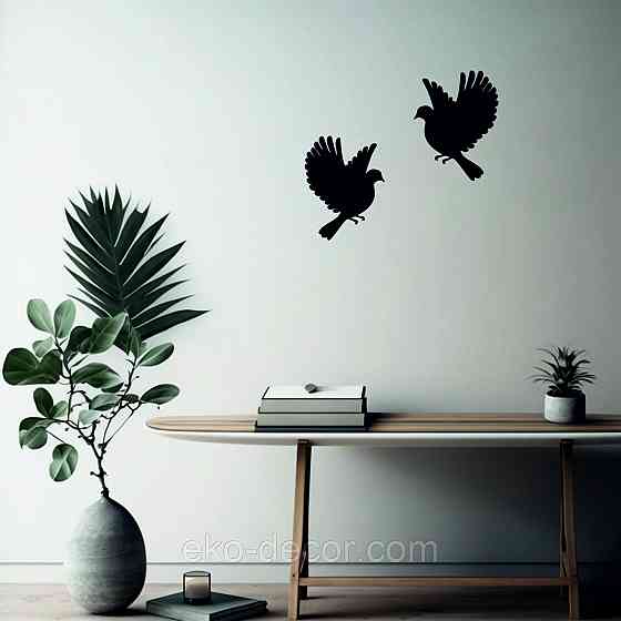 Декоративное настенное Панно «Птичка» Декор на стену(цена за 1шт) 30*16 см, Черный Киев