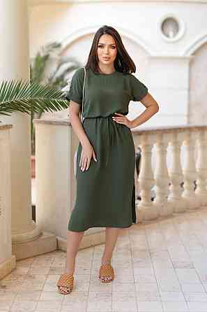 Женское платье миди со шнурком Rea 50-52, Хаки Киев