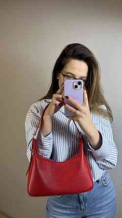 Женская кожаная сумочка, Стильная сумка из натуральной кожи, Маленькая красная сумка на плечеMasterSem Киев