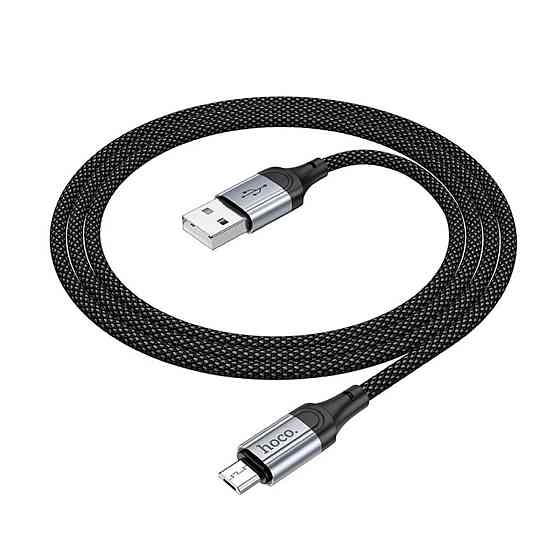 Кабель HOCO X102 USB to Micro 2.4A, 1m, nylon, aluminum connectors, Black (6942007608763) Київ