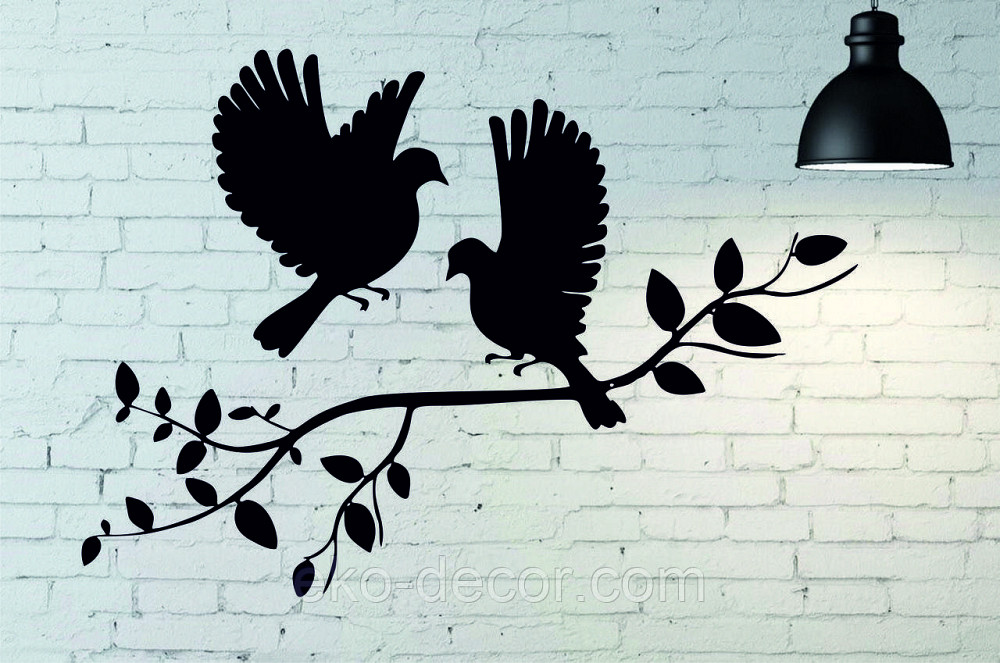 Декоративное настенное Панно «Птички Два голубя», Декор на стену 110*70 см, Черный Киев - изображение 5