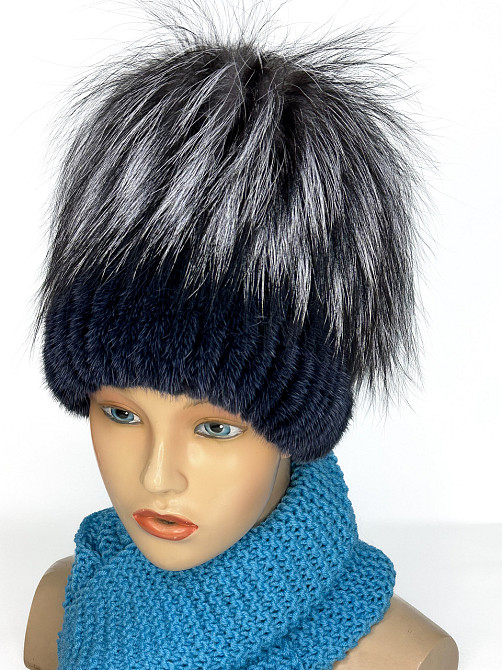 Норкова шапка жіноча Стелла Синій Харків - фото 2