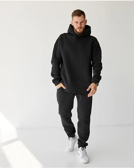 Мужской спортивный теплый костюм на флисе Черный 50 Харьков - изображение 2