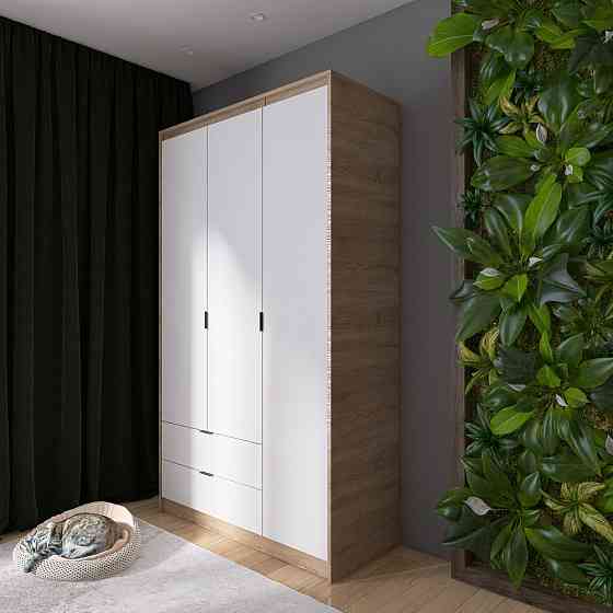 Шкаф распашной для одежды с выдвижными ящиками (полки - полки) Эверест Сити-1200 120,2х50х204,6 см Дуб сонома/Белый (DTM-071128) Львов