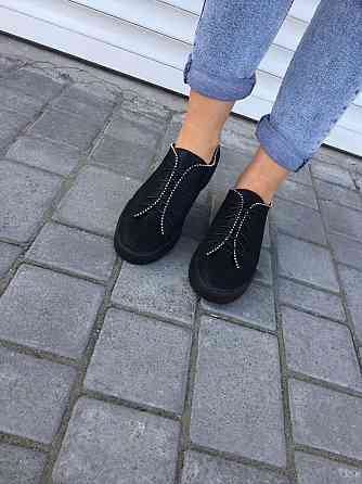 Сліпони жіночі D and V чорні натуральна шкіра-сатин низький хід 39р.-25см (2236) Коломия