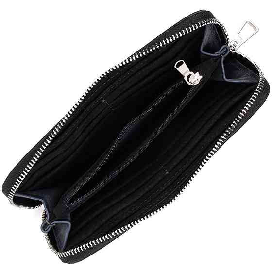 Стильний гаманець-клатч на блискавці із натуральної шкіри GRANDE PELLE 11644 Синій Київ