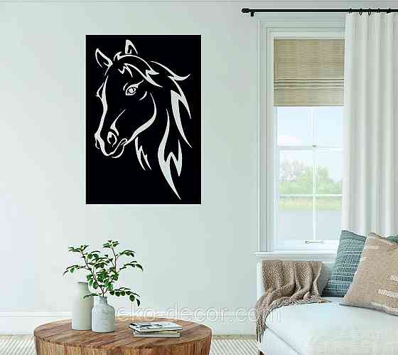 Декоративное настенное Панно «Лошадь», Декор на стену 110*74 см, Черный Киев