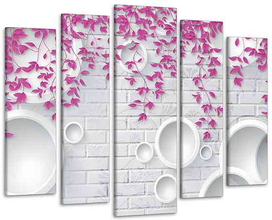 Модульна картина у вітальню / спальню Абстракція Рожеві Листки Art-386_5 ( 80х118см ) Київ