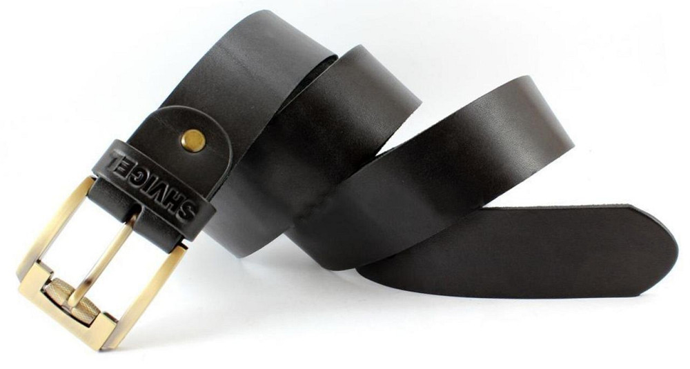 Ремень кожаный Черный (SHVIGEL) Киев - изображение 2