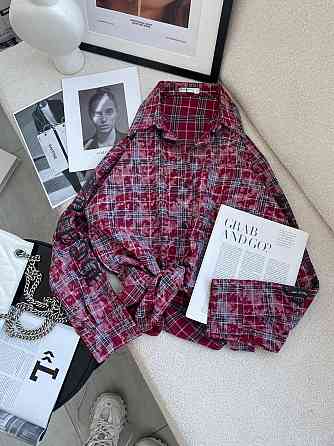 Жіноча стильна сорочка оверсайз у клітинку турецька фланель Бордо Одеса