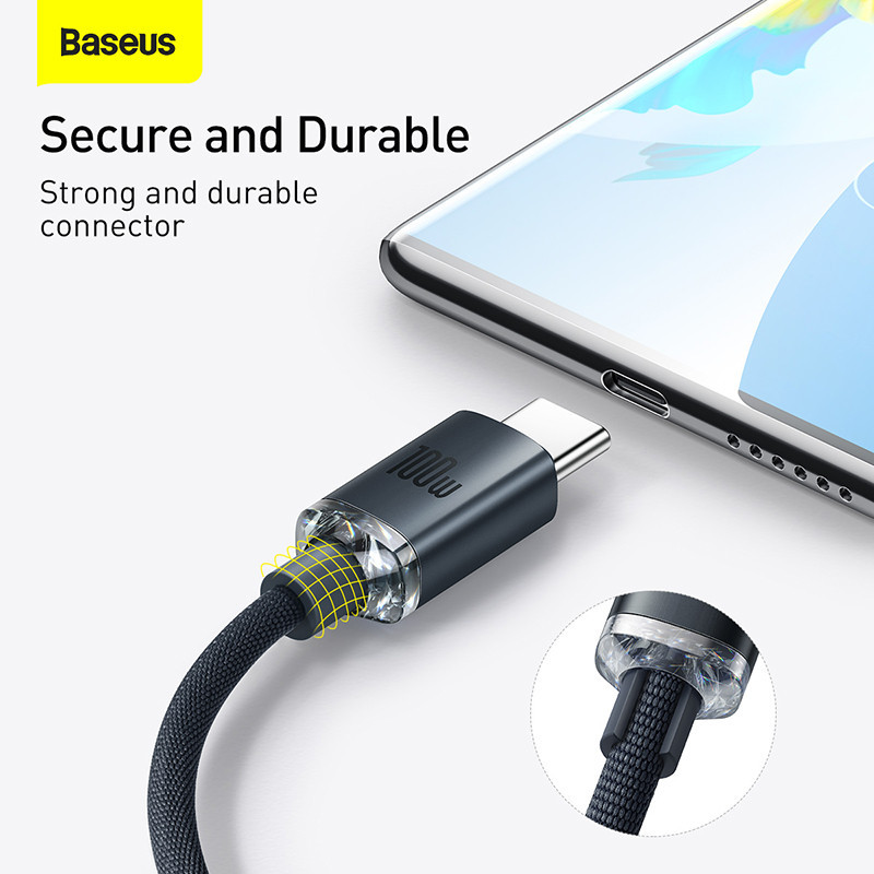 Кабель Baseus Crystal Shine Series Fast Charging Data Cable USB to Type-C 100W 2m Black Одеса - фото 9