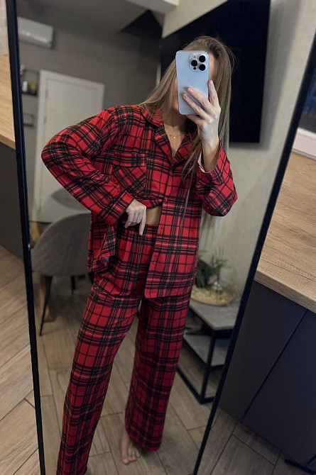 Жіночий домашній костюм двійка в клітину коттон Одеса - фото 4