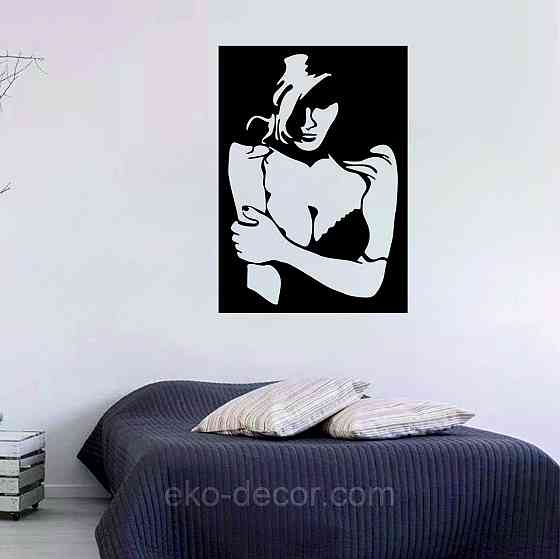 Декоративное настенное Панно «Силуэт женщины», Декор на стену 90*63 см, Черный Киев