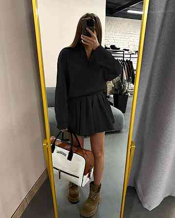 Женский стильный прогулочный костюм двойка: кофта и юбка двунить Черный, 42/44 Одесса