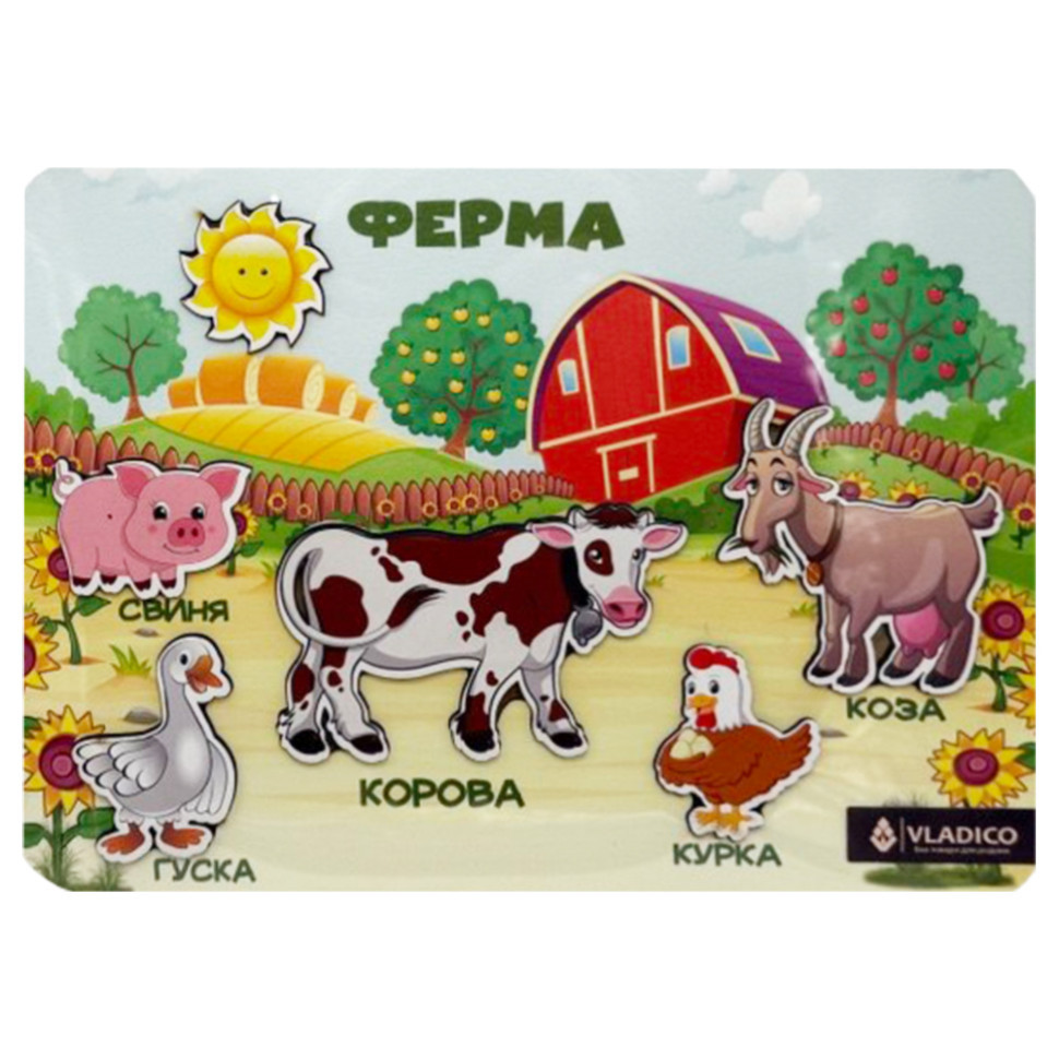 Дерев'яний пазл-вкладиш "Ферма" 3240-05-010 розмір 33х25 см Вінниця - фото 1