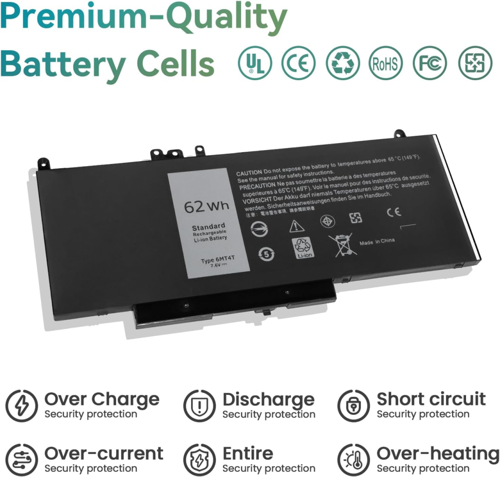 Аккумуляторная батарея K KYUER 6MT4T для Dell Latitude E5470 E5570 E5270 Precision 3510 7.6V 62Wh литий-ионная черная Киев - изображение 7