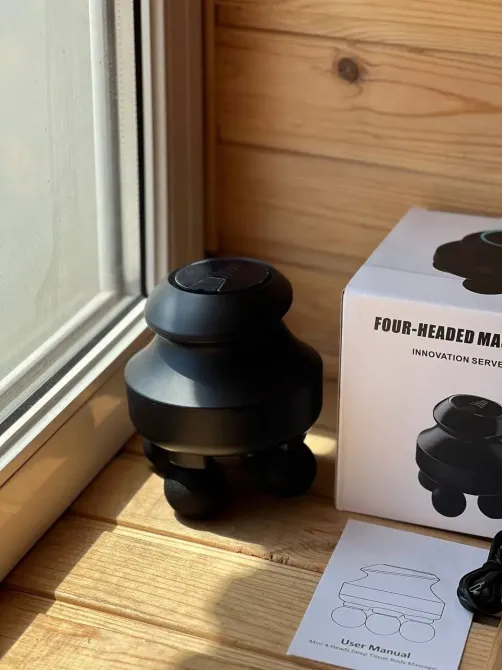 Минимассажер для глубоких тканей / Электрический ручной массажер с 4 головками для мышц спины, шеи, головы Коломия - фото 4