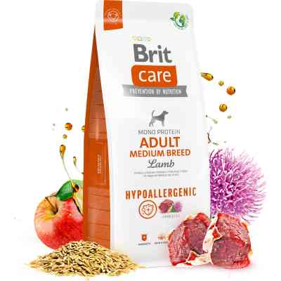 Сухий корм для собак Brit Care Dog Hypoallergenic Adult Medium Breed гіпоалергенний з ягням 1 кг (8595602559039) Вінниця
