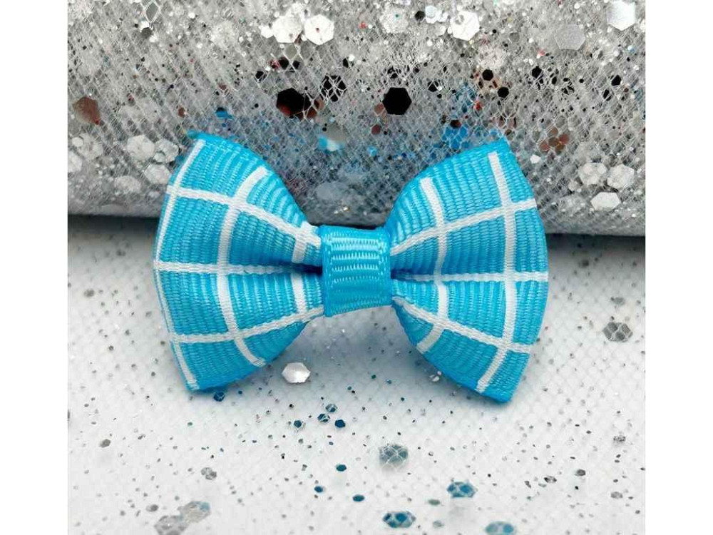 Подарочные бантики 3,5*2см голубой 10пр с принтом Клетка арт.БХ-236 ТМ КИТАЙ Киев - изображение 1