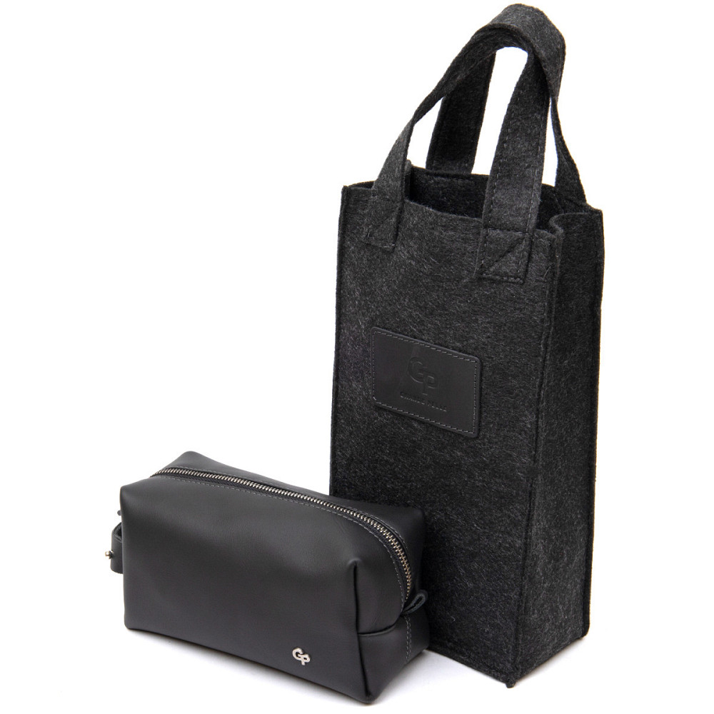 Матовый мужской кожаный несессер GRANDE PELLE 11509 Черный Киев - изображение 7