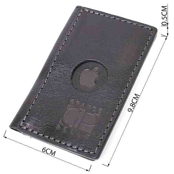 Картхолдер унісекс з тримачем для Apple AirTag з натуральної шкіри GRANDE PELLE 11607 Чорний Київ