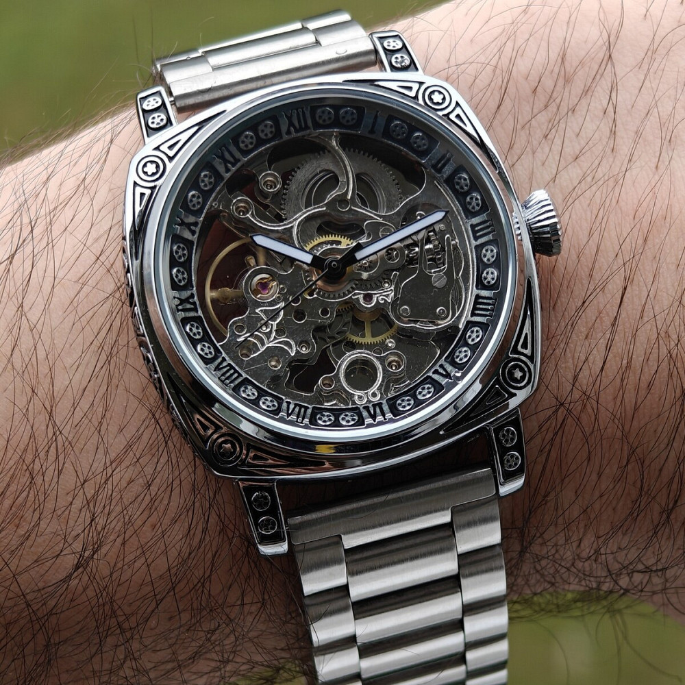 Годинник чоловічий механічний WishDoIt Baron Steel (2 ремінці) Вінниця - фото 14