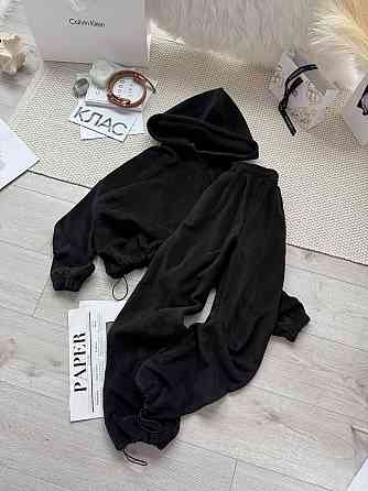 Жіночий стильний теплий костюм Двосторонній Фліс Чорний, 46/48 Одеса