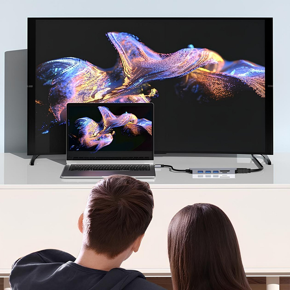 USB хаб 7в1,Type-C to HDMI+SD+TF+3хUSB +PD SBR Київ - фото 2