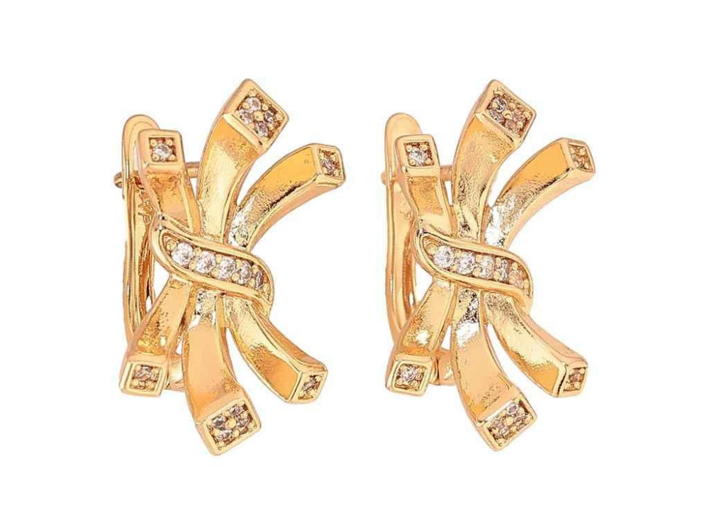 Сережки англійська застібка Позолота 18K Декоративний візерунок з кристалами арт.307205 ТМ XUPING Київ - фото 1