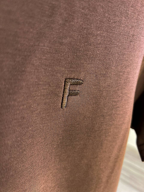 Футболка жіноча A-N 25197 вишивка літера F однотонна базова середня довжина one size, коричневий, one size Київ - фото 11